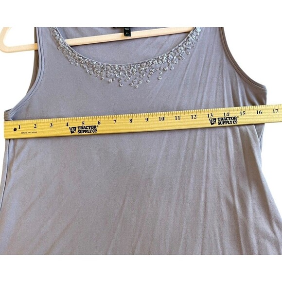 EILEEN FISHER Tank Top PS Stretch Silk Jersey Scoop Neck Sleeveless Embellished - Picture 6 of 10